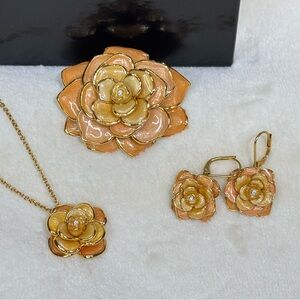 Vintage Joan Rivers Broach Trinket Box W/ Earrings & Necklace Rare FULL SET